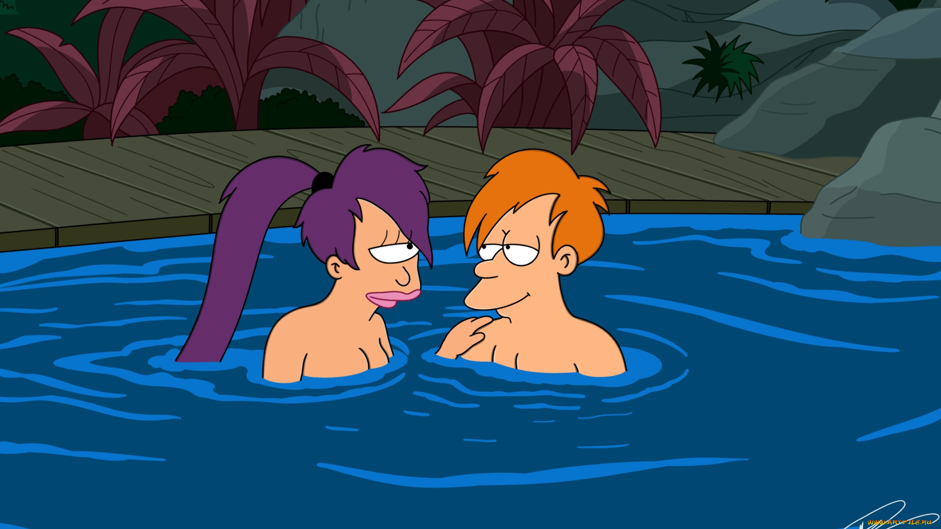 мультфильмы, futurama, бассейн, персонажи