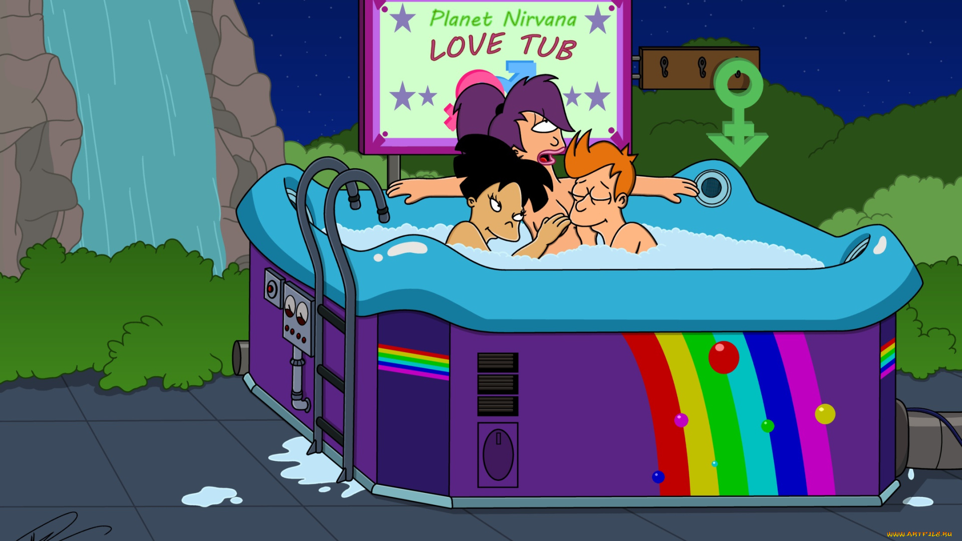 мультфильмы, futurama, бассейн, персонажи