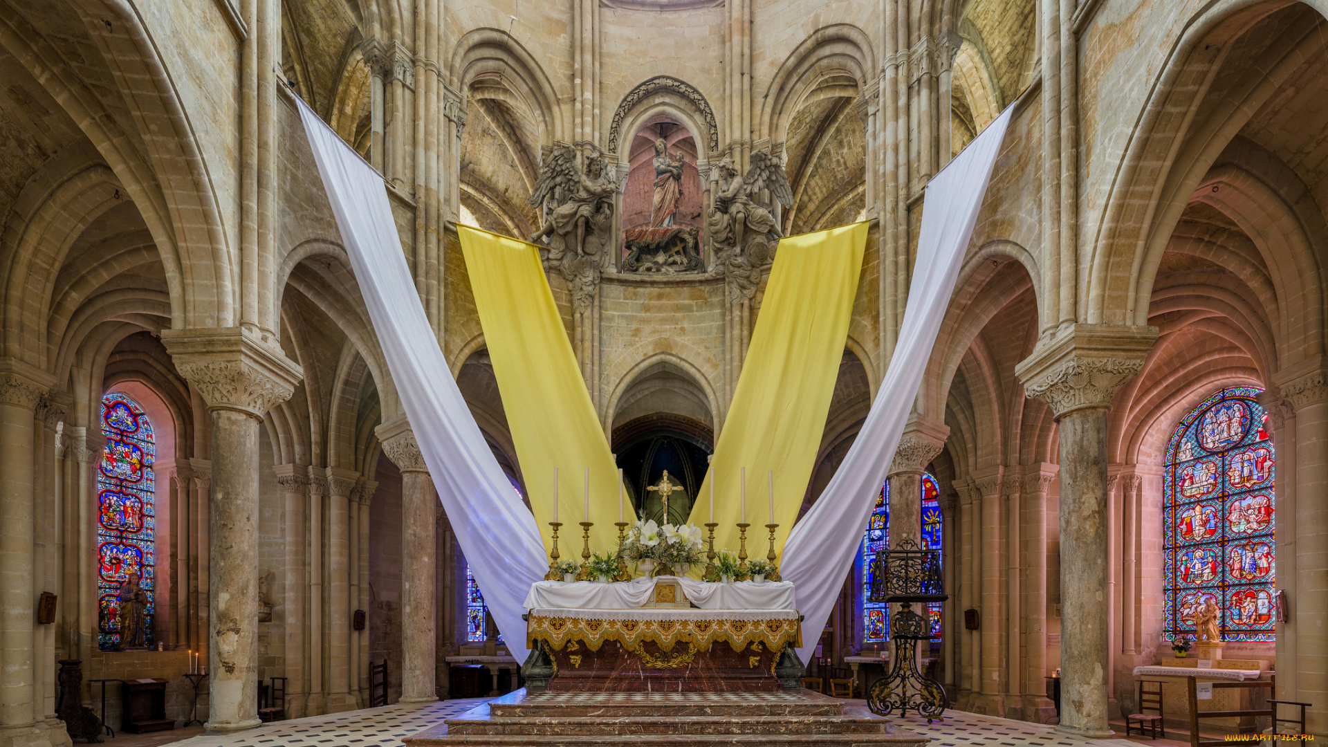 senlis, cathedral, sanctuary, , france, интерьер, убранство, , роспись, храма, храм, католицизм