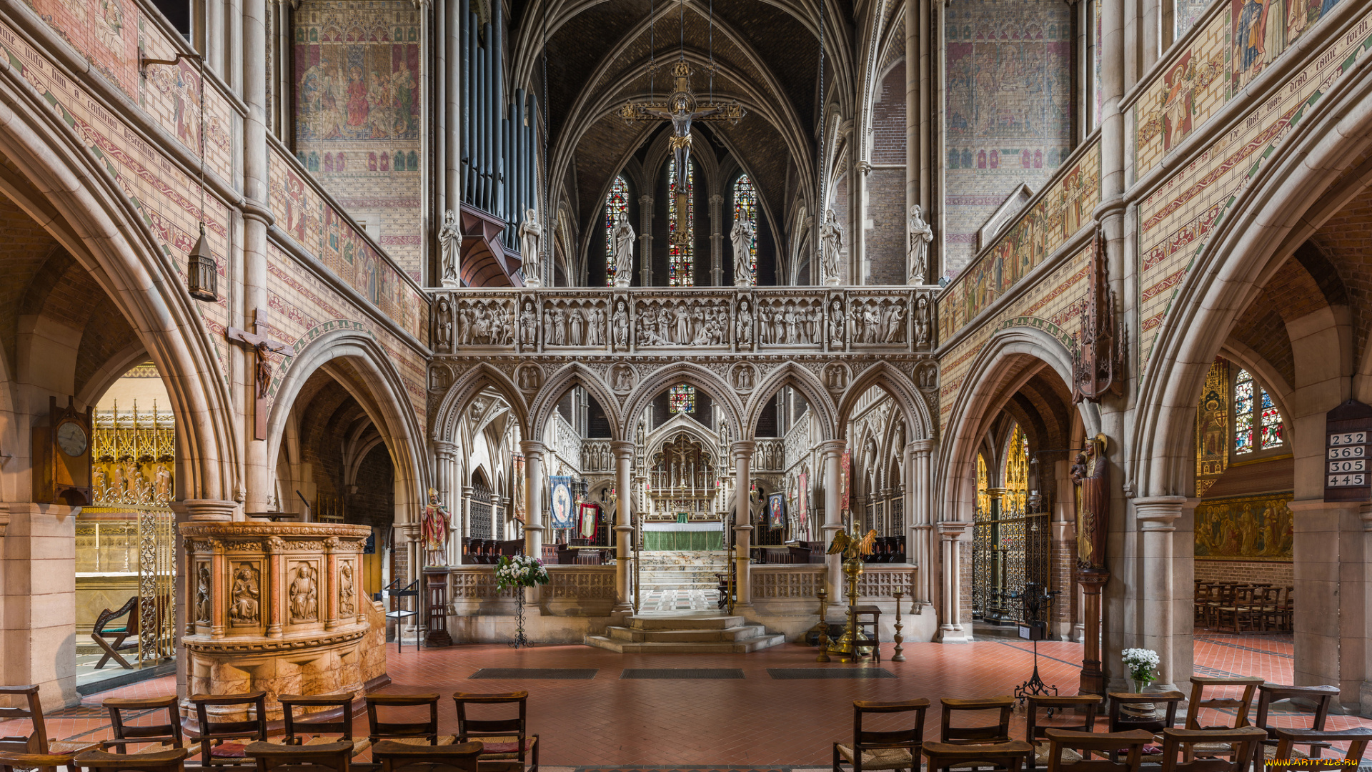 st, augustine`s, church, , kilburn, , london, интерьер, убранство, , роспись, храма, храм, католицизм
