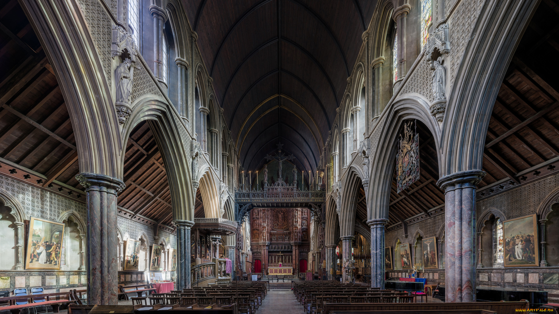 st, cuthbert`s, church, , philbeach, gardens, интерьер, убранство, , роспись, храма, храм, католицизм