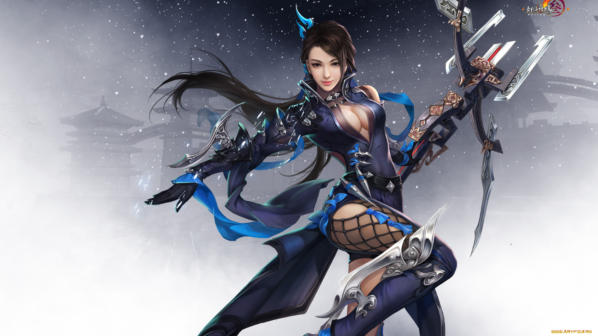 видео, игры, jx, online, 3, девушка, оружие, фон, взгляд