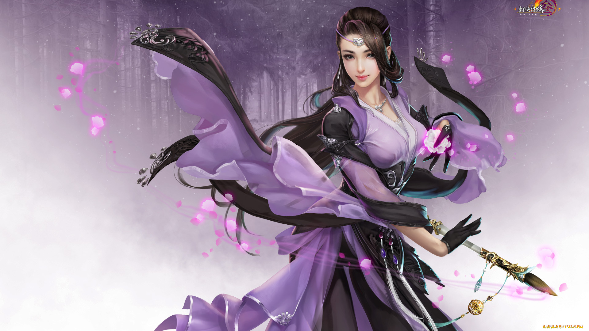 видео, игры, jx, online, 3, оружие, фон, девушка, взгляд