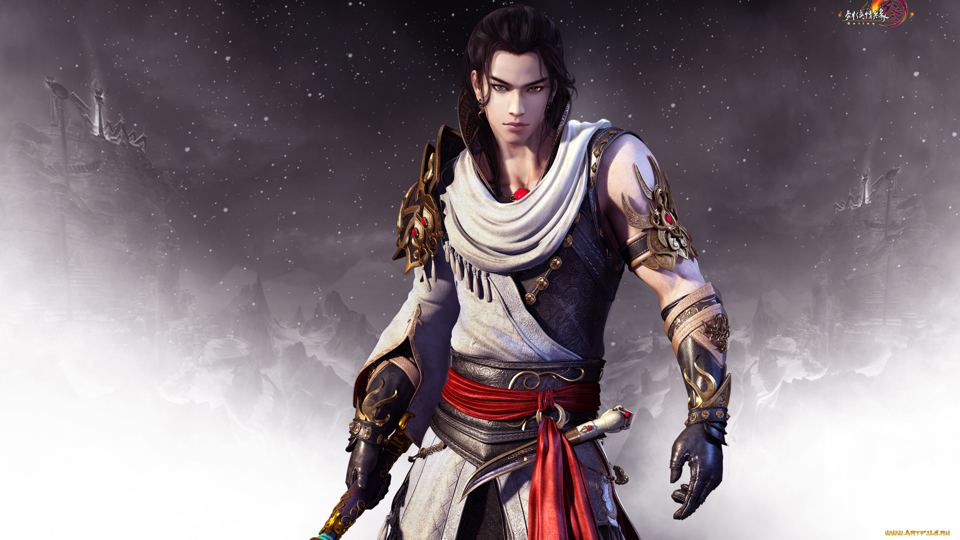 видео, игры, jx, online, 3, оружие, фон, мужчина, взгляд