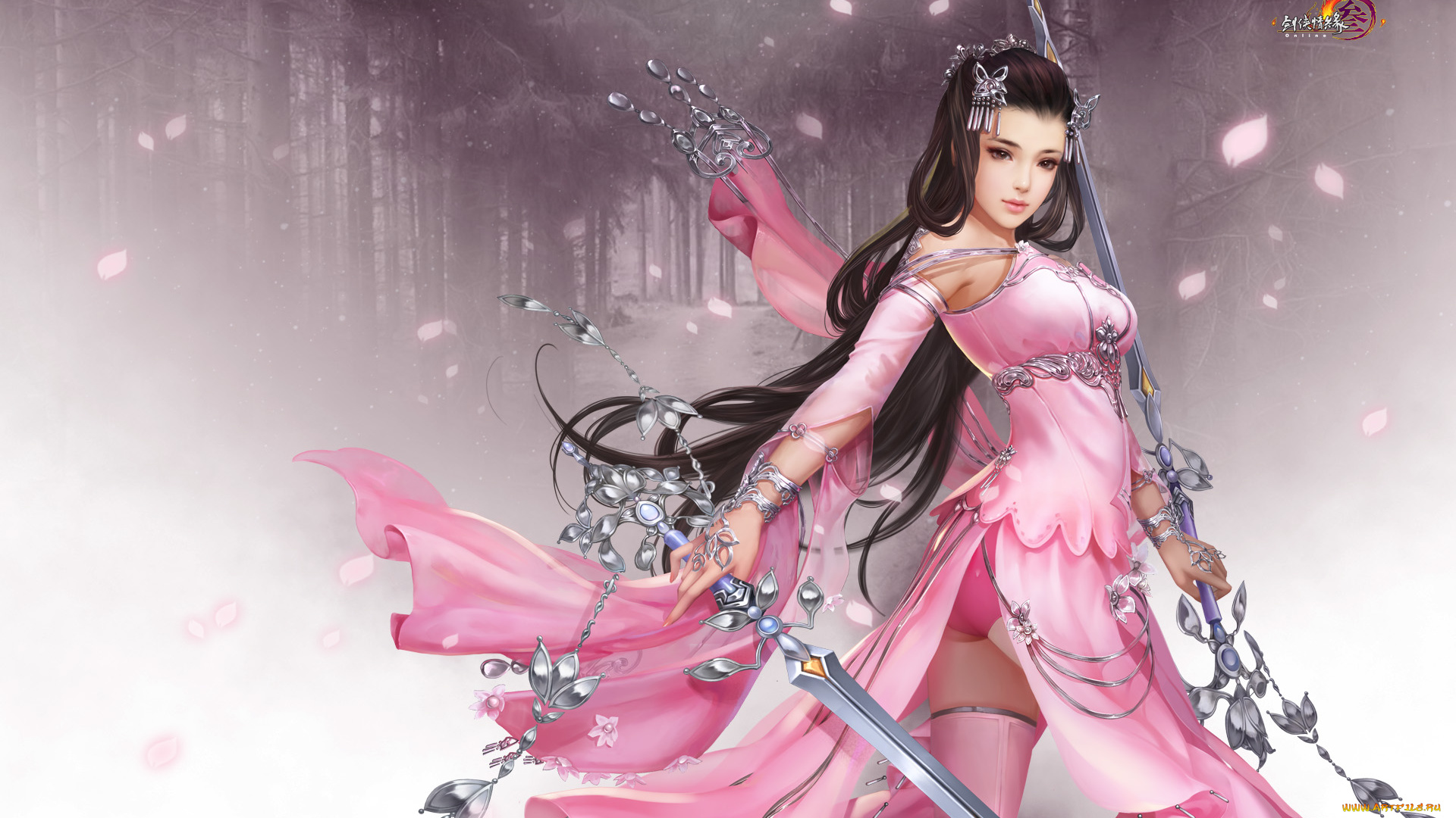 видео, игры, jx, online, 3, оружие, фон, взгляд, девушка