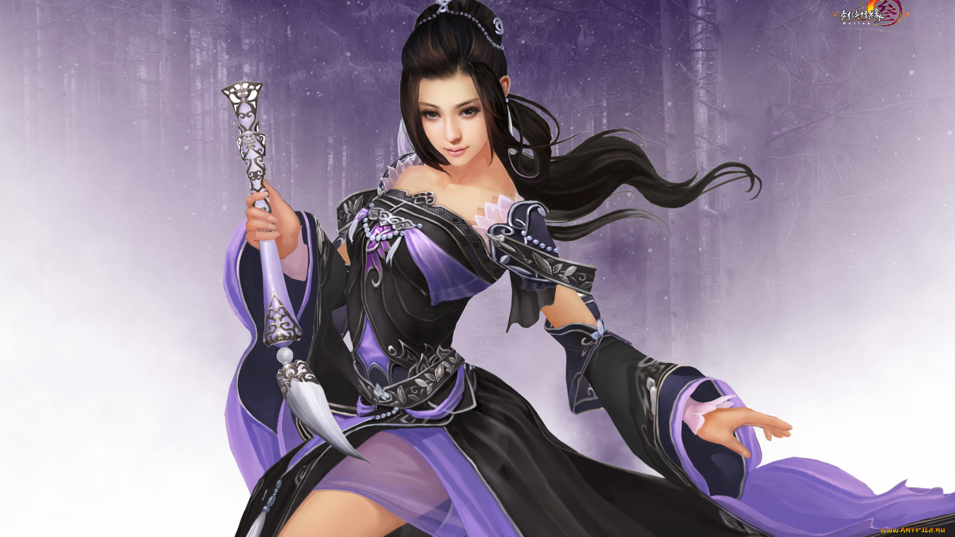 видео, игры, jx, online, 3, взгляд, девушка, оружие, фон