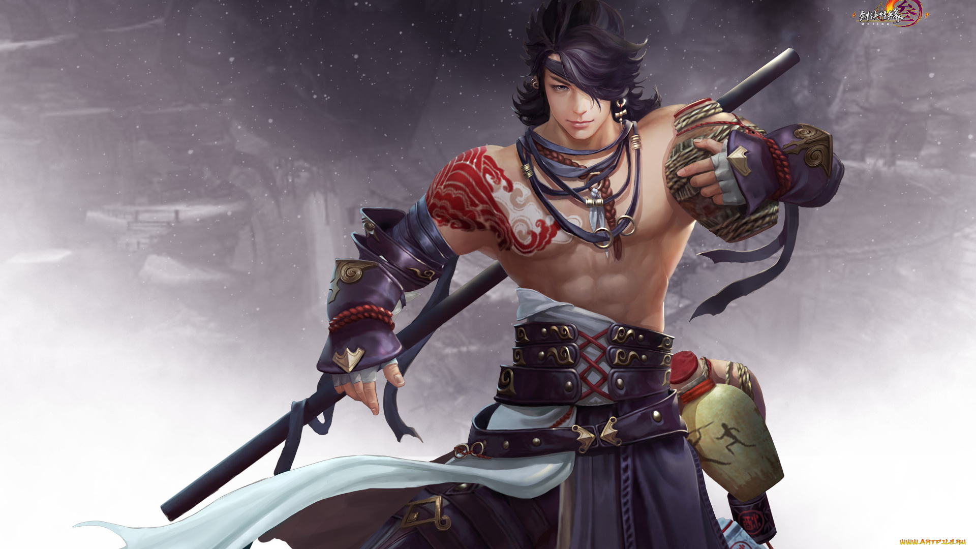 видео, игры, jx, online, 3, взгляд, мужчина, фон, оружие