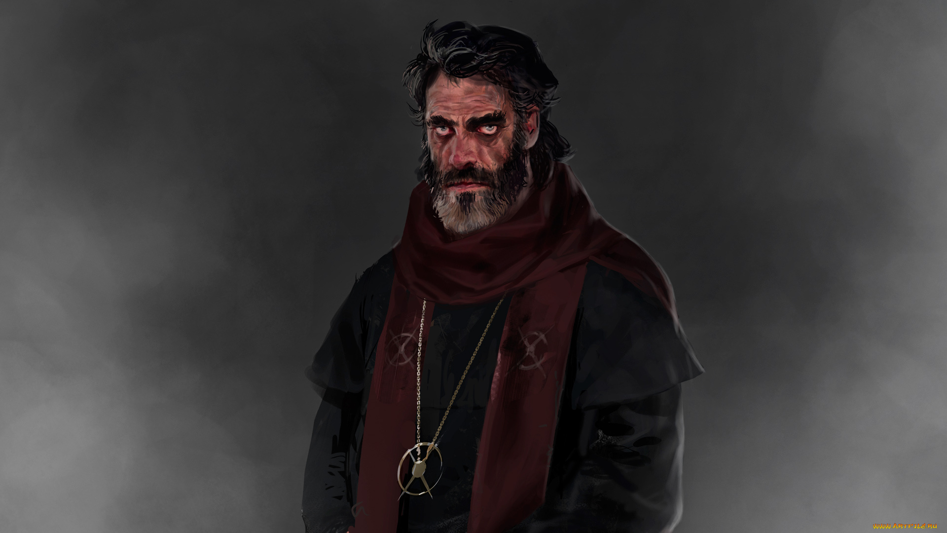 видео, игры, thief, orion, серый, фон, борода, амулет