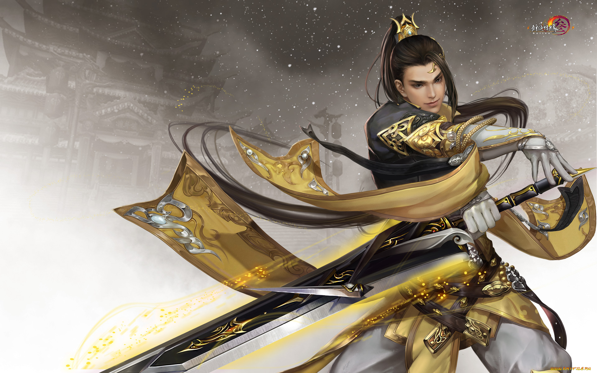 jx, online, 3, видео, игры, мужчина, оружие, фон, взгляд