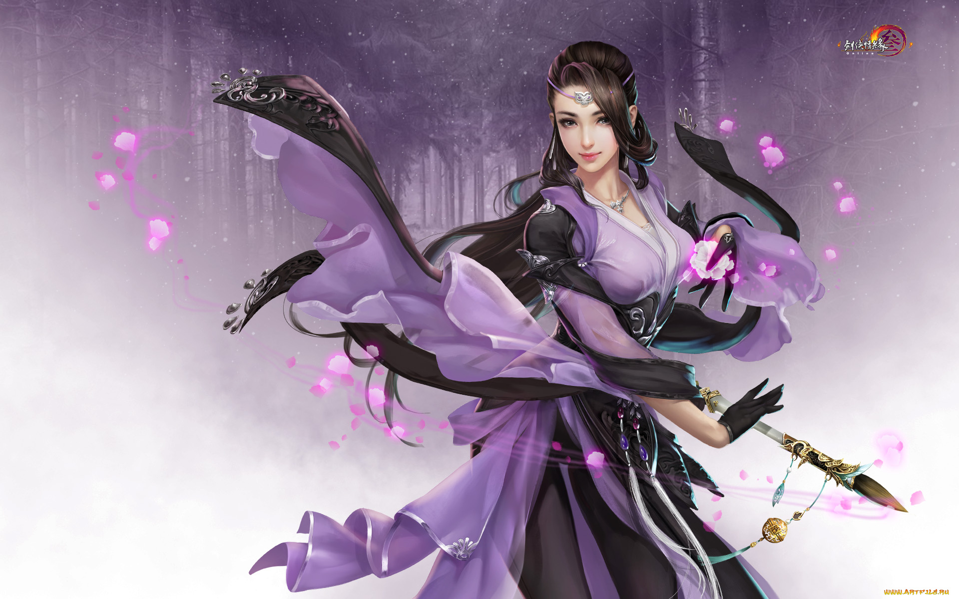 видео, игры, jx, online, 3, оружие, фон, девушка, взгляд