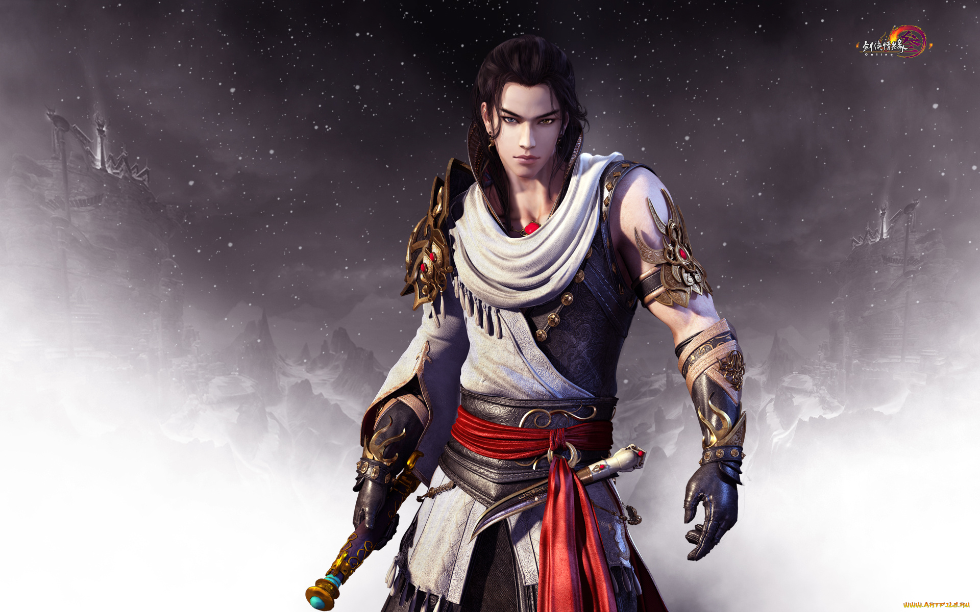 видео, игры, jx, online, 3, оружие, фон, мужчина, взгляд