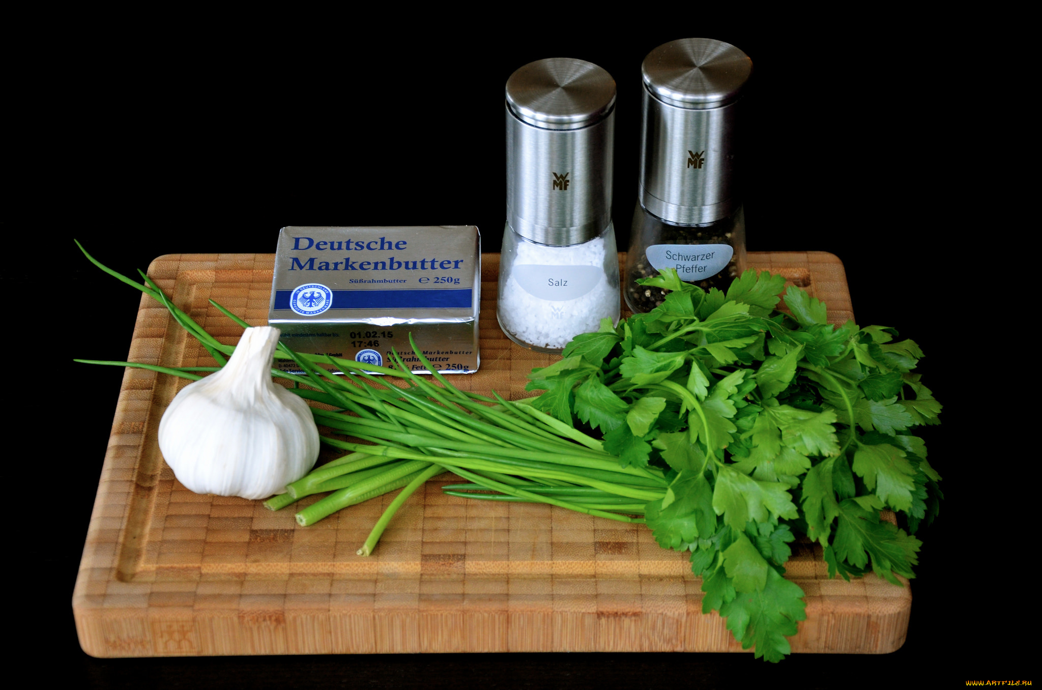 еда, натюрморт, петрушка, чеснок, масло, специи