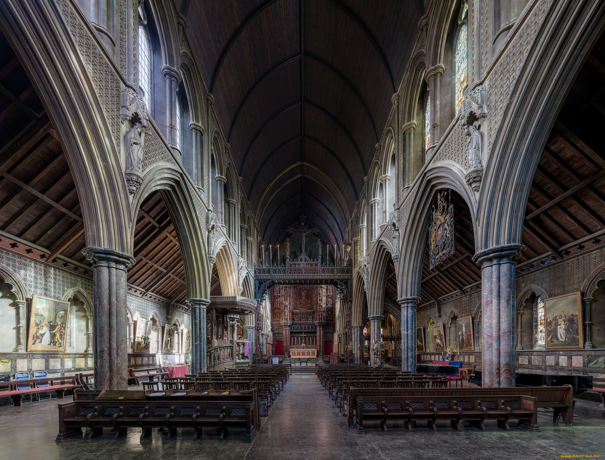 st, cuthbert`s, church, , philbeach, gardens, интерьер, убранство, , роспись, храма, храм, католицизм