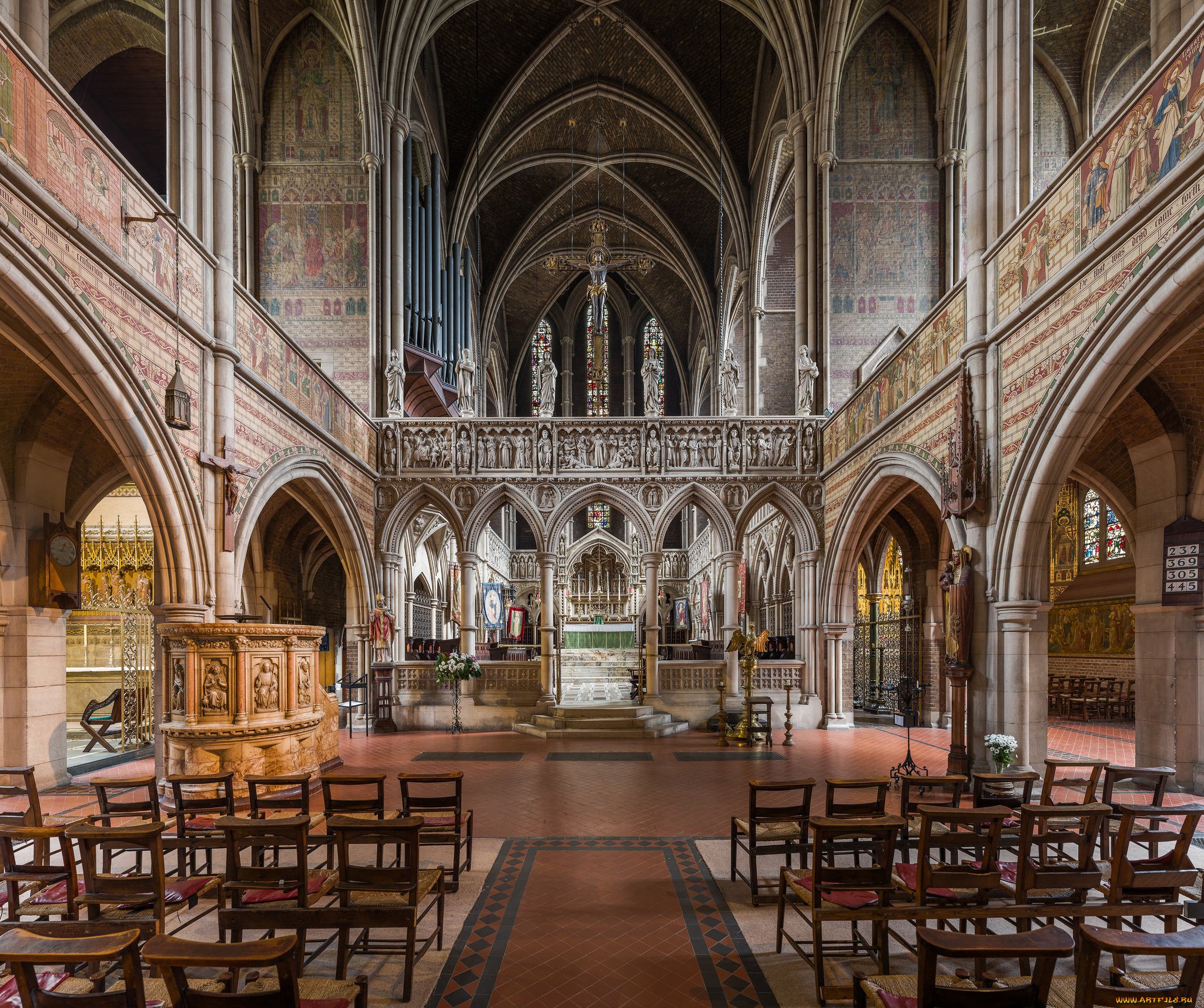 st, augustine`s, church, , kilburn, , london, интерьер, убранство, , роспись, храма, храм, католицизм