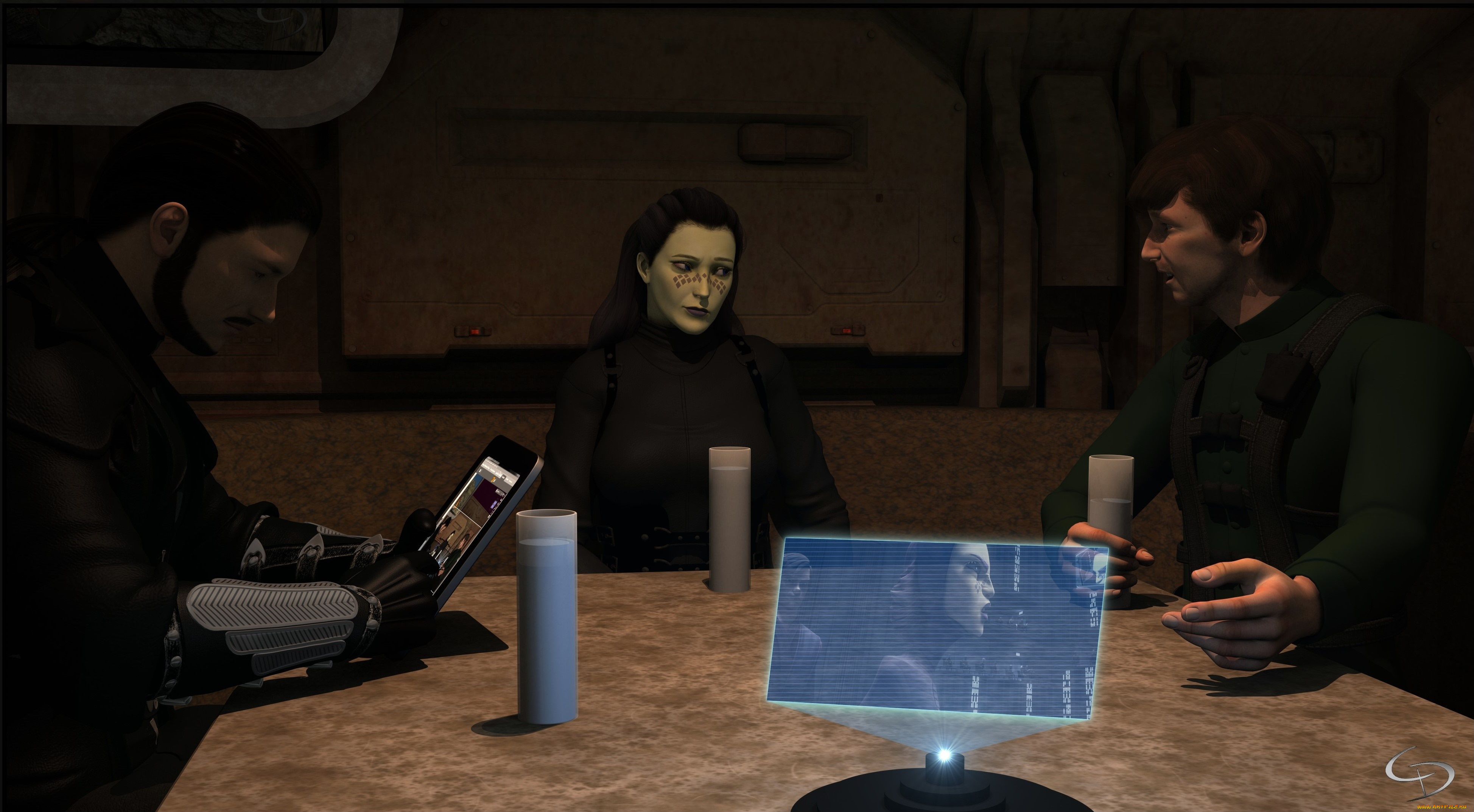 видео, игры, star, wars, взгляд, фон, девушка, стол, мужчины