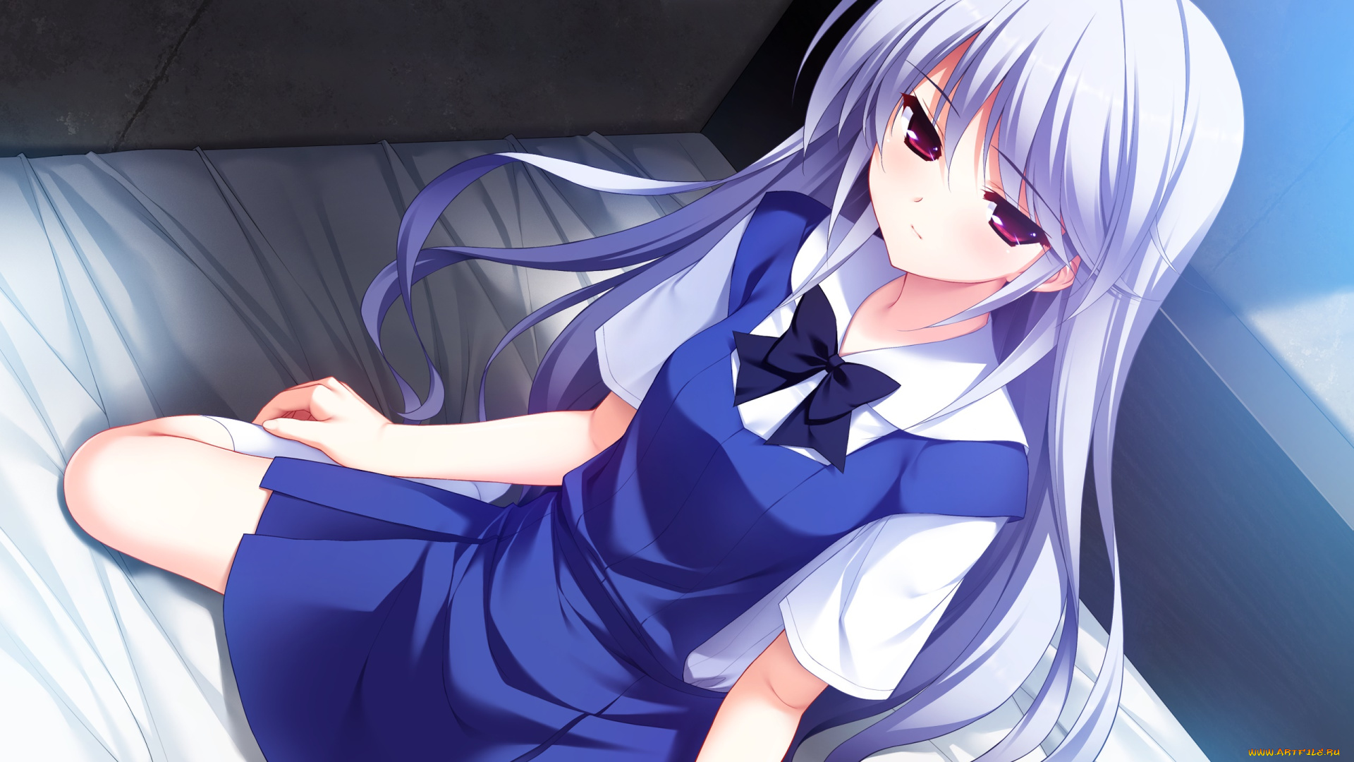 аниме, grisaia, no, kajitsu, девушка, взгляд, фон