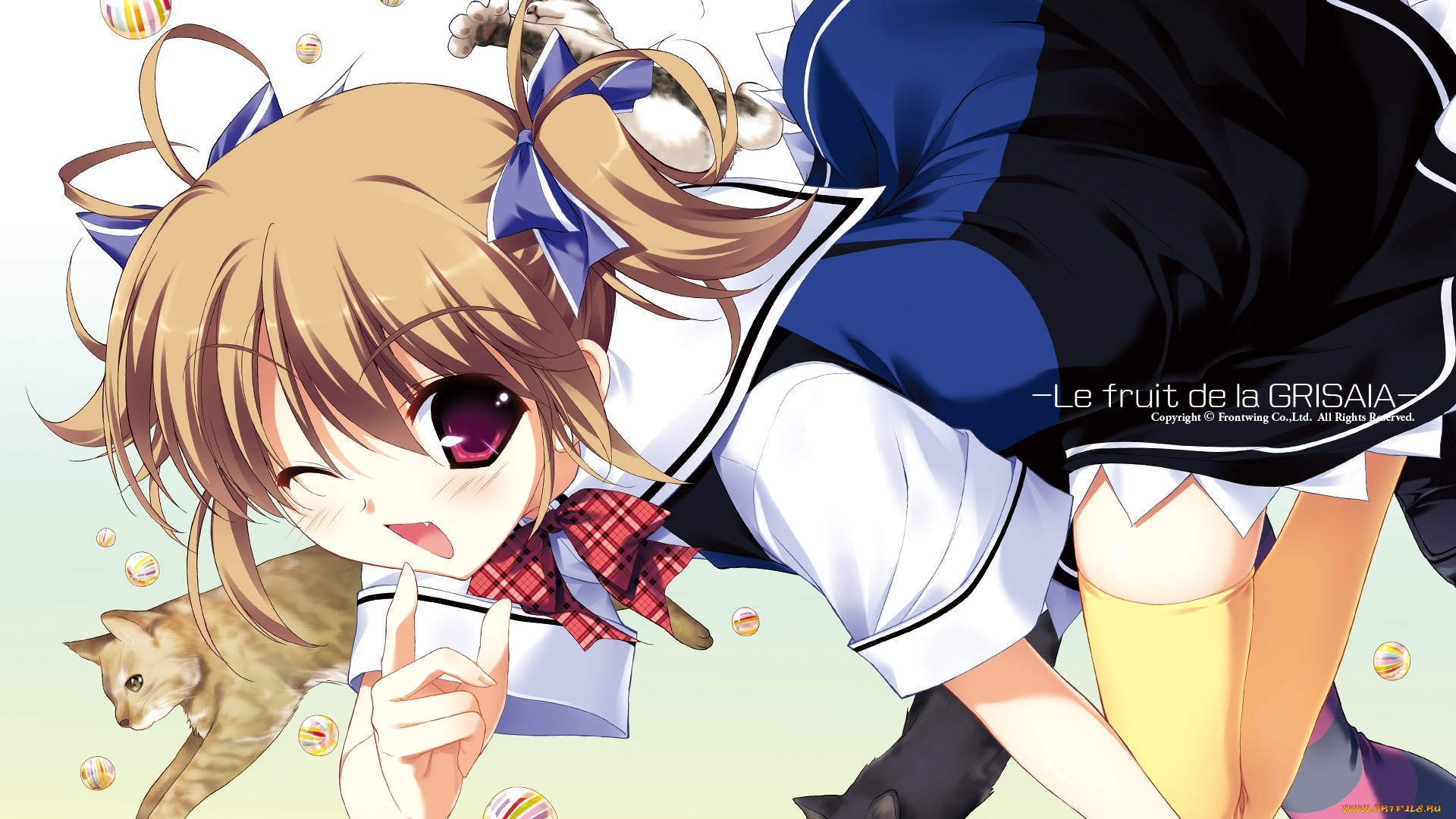 аниме, grisaia, no, kajitsu, девушка, взгляд, фон