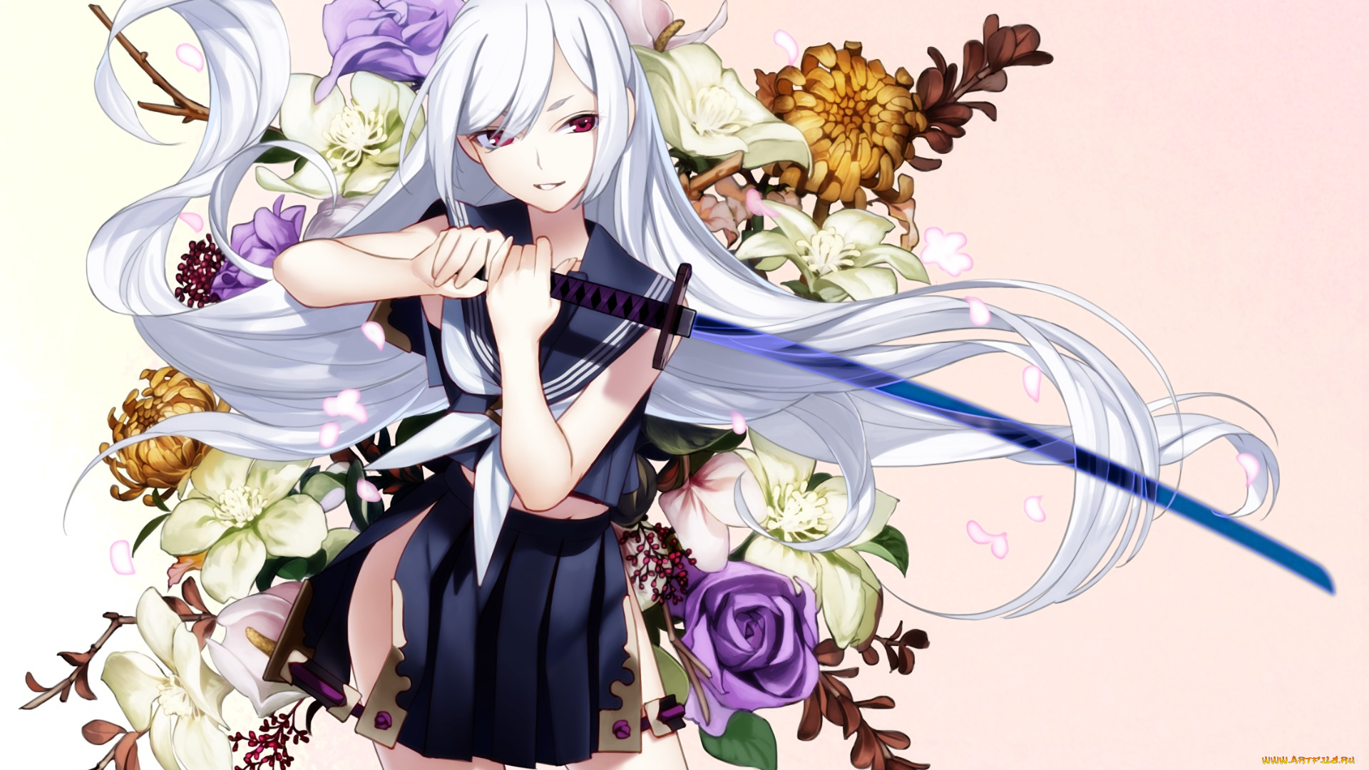 аниме, оружие, , техника, , технологии, взгляд, девушка, фон