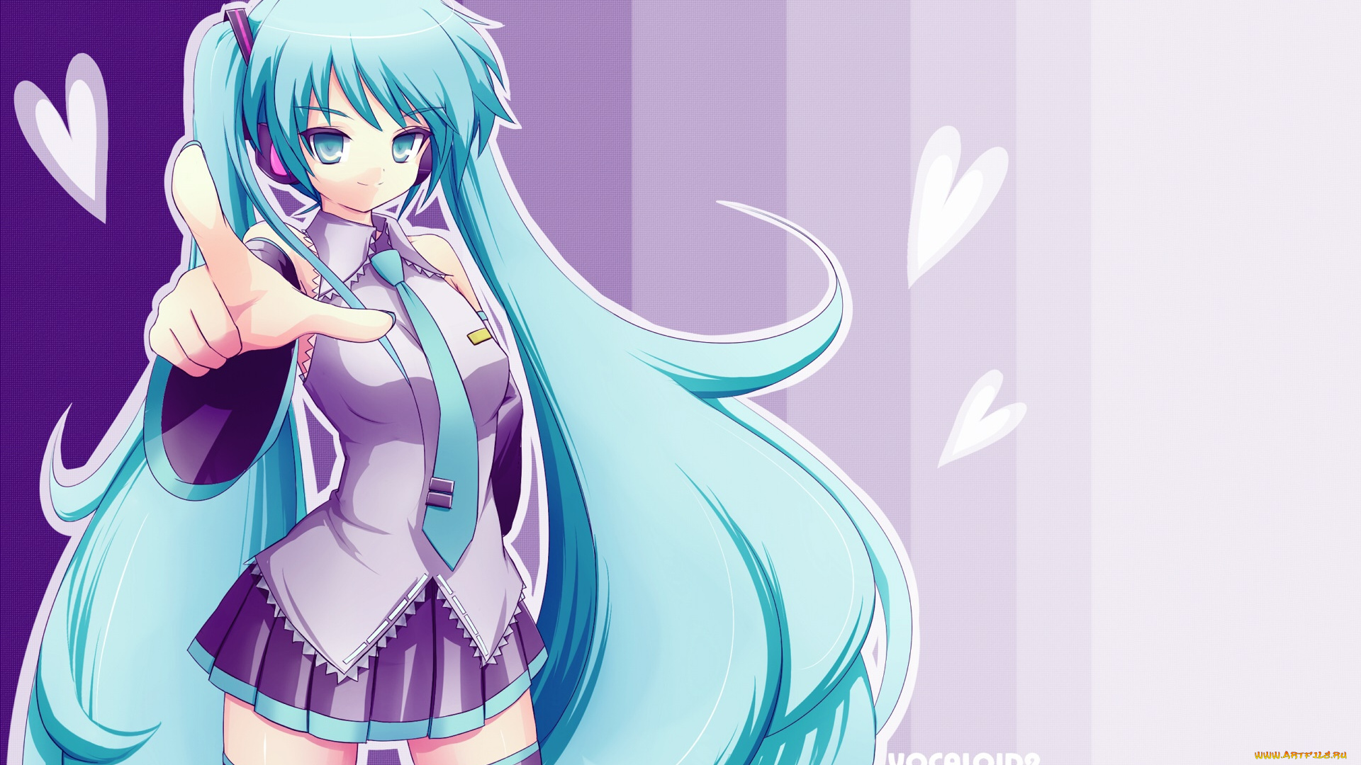 аниме, vocaloid, девушка, фон, взгляд