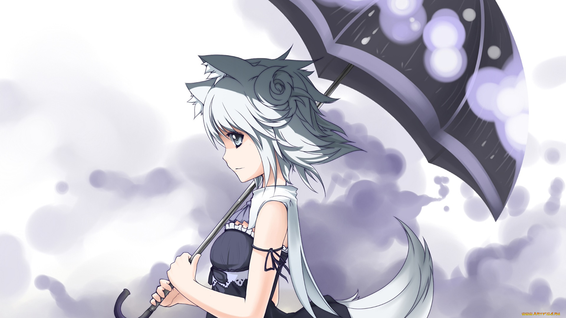 аниме, животные, , существа, фон, девушка, взгляд