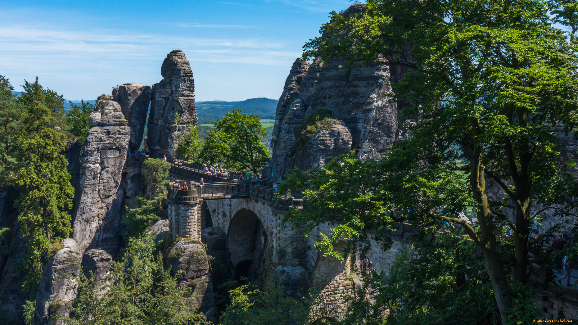 basteibr&, 252, cke, природа, горы, скалы, лес, мост