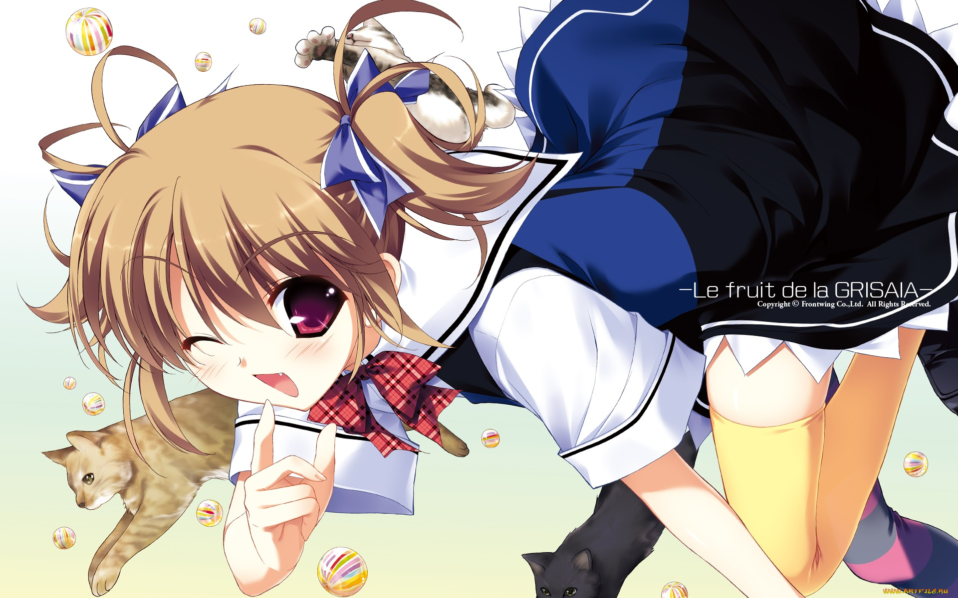аниме, grisaia, no, kajitsu, девушка, взгляд, фон
