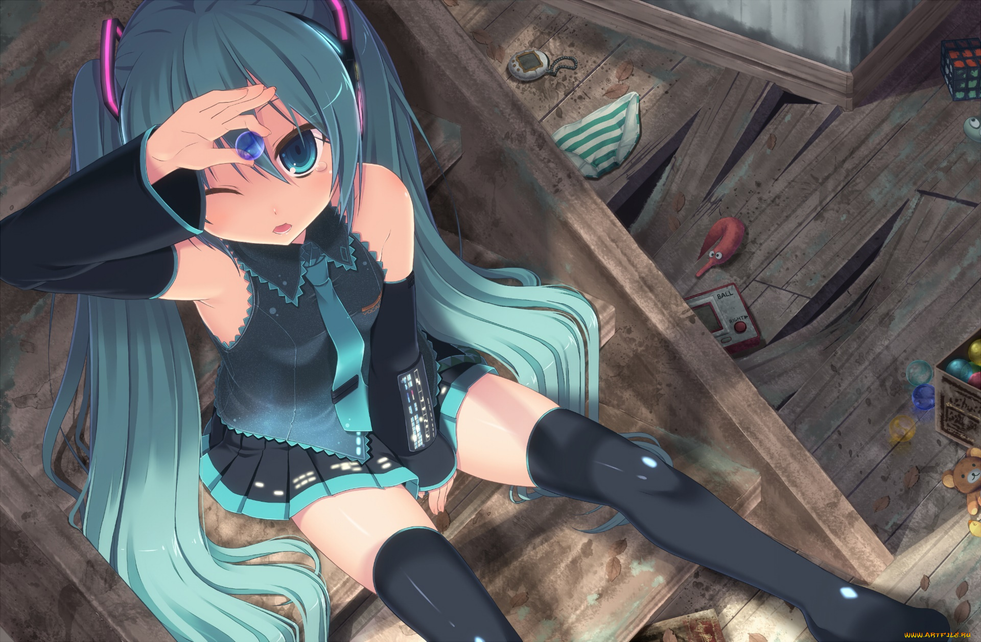 аниме, vocaloid, фон, взгляд, девушка