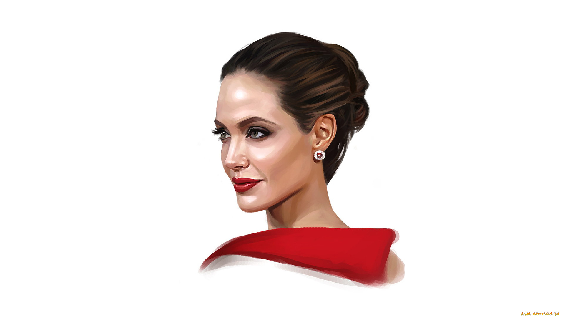 angelina, jolie, рисованное, люди, девушка, фон, взгляд, улыбка, портрет