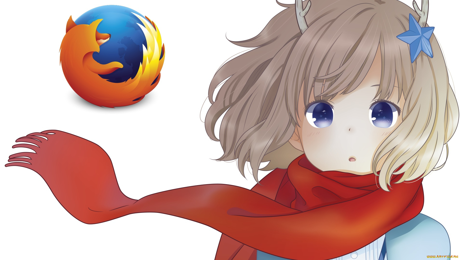 компьютеры, mozilla, firefox, девушка, взгляд, фон, логотип