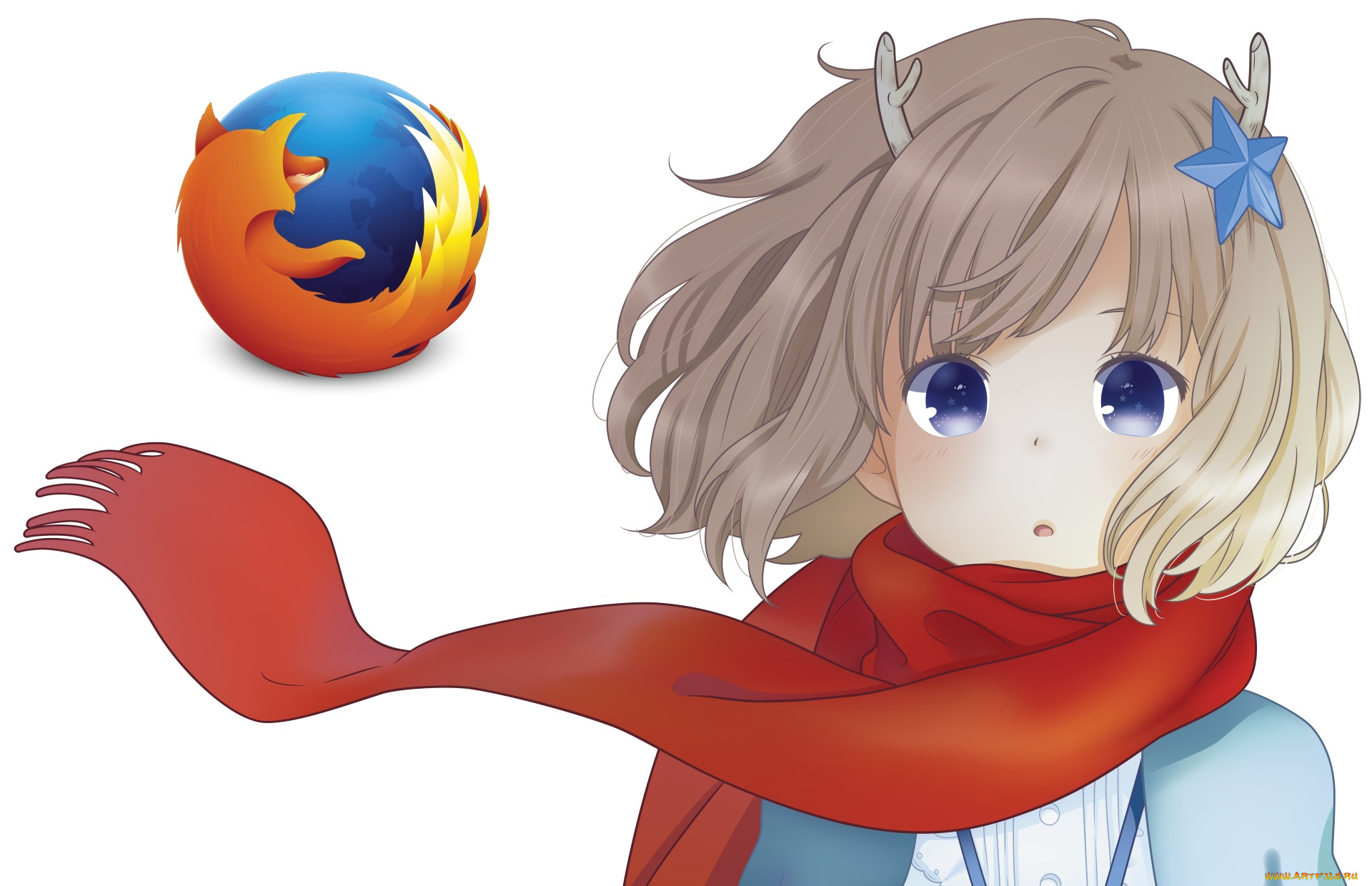 компьютеры, mozilla, firefox, девушка, взгляд, фон, логотип