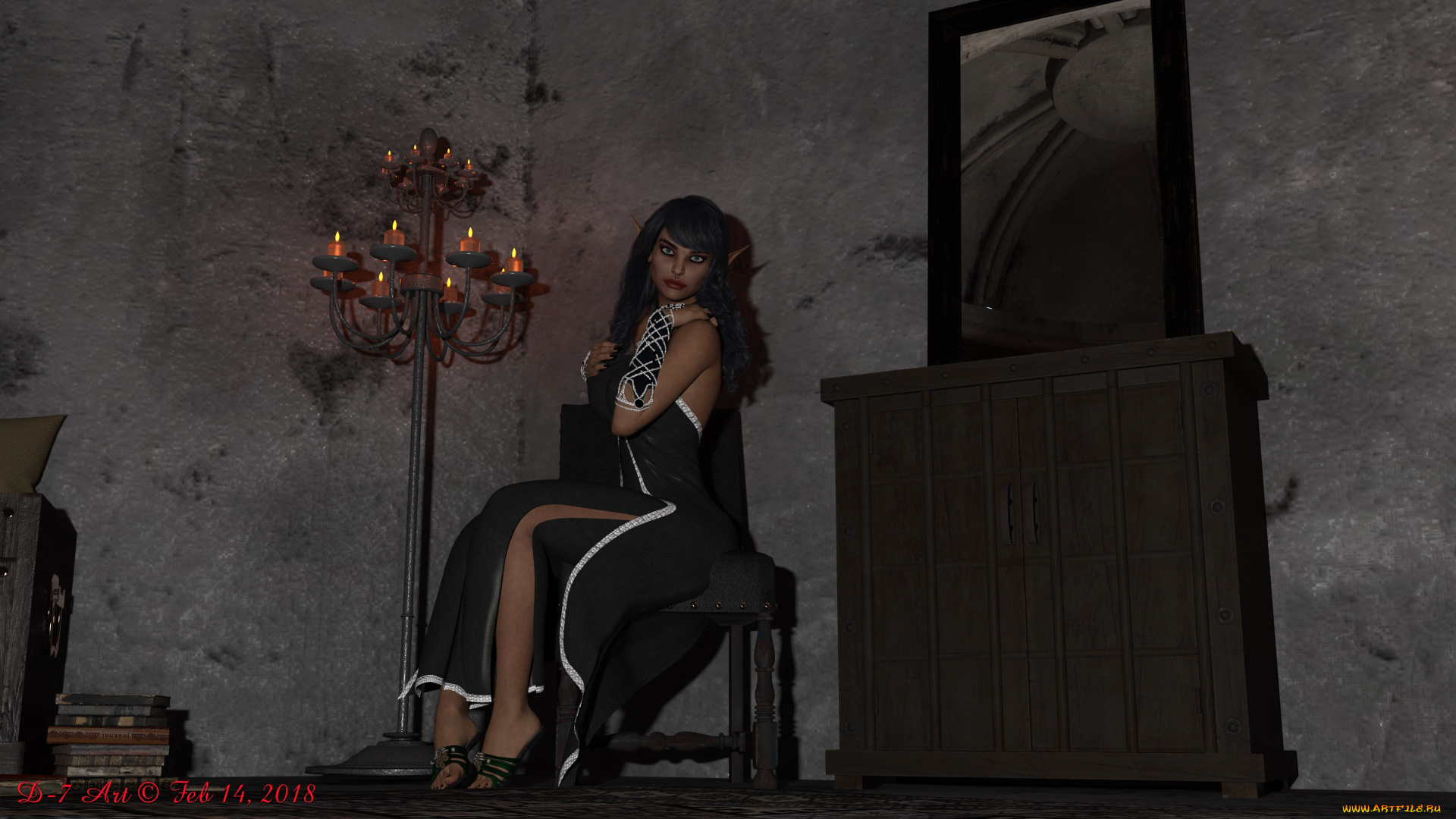 3д, графика, эльфы, , elves, фон, взгляд, эльфийка