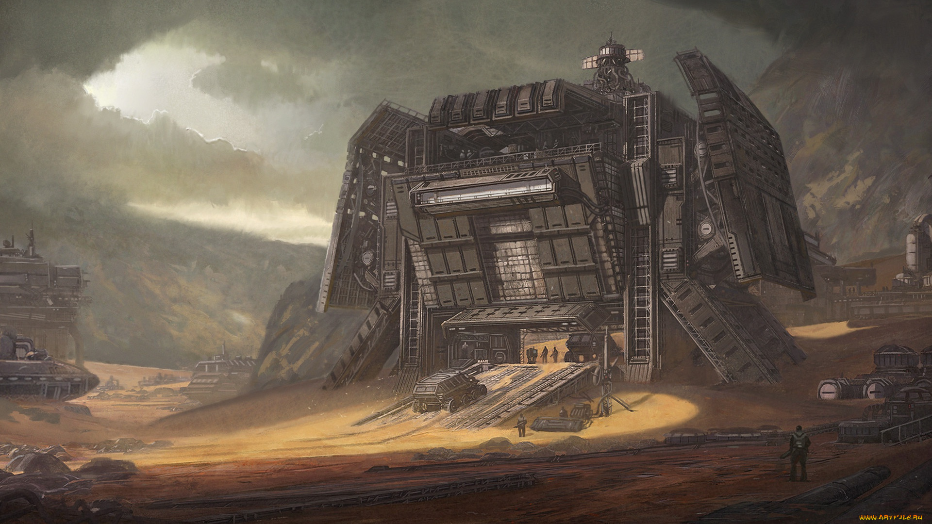 фэнтези, иные, миры, , иные, времена, транспорт, сооружение, desert, outpost, горы