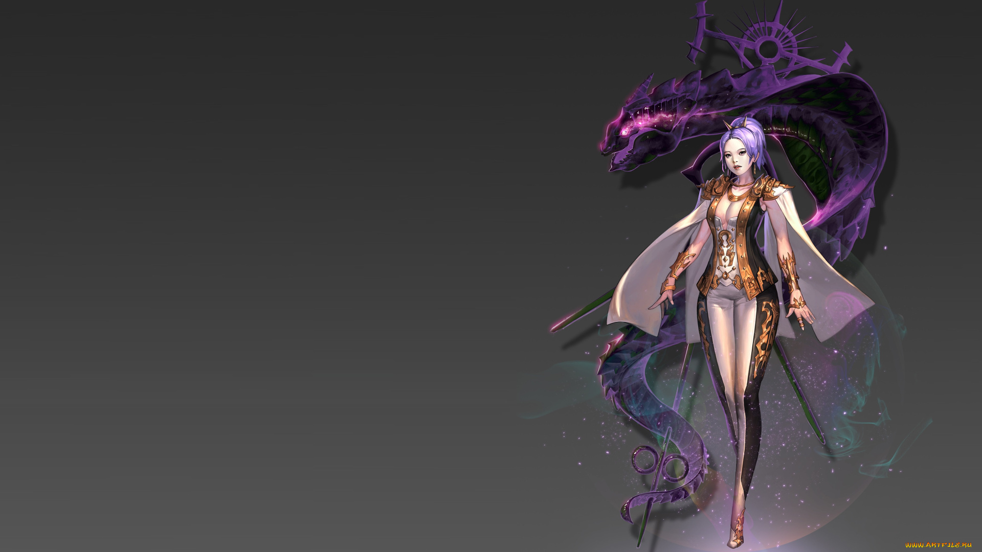 фэнтези, красавицы, и, чудовища, маг, арт, дркон, aizel, hinew, kim, посох, скил, девушка, дизайн, костюма