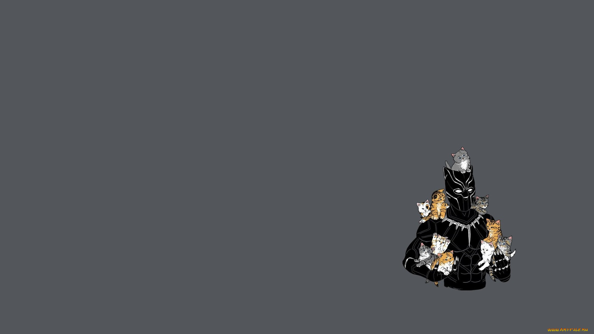 рисованное, минимализм, комикс, черная, пантера, арт, marvel, котята, art, герой, кошки, black, panther, доспех