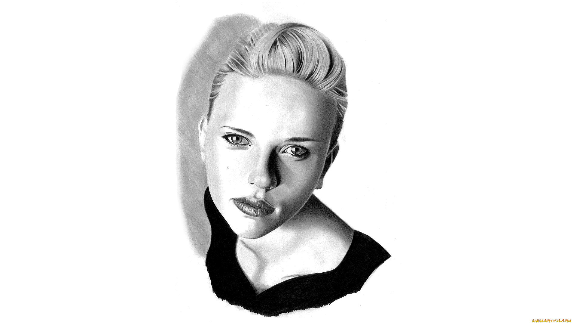 scarlett, johansson, рисованное, люди, портрет, взгляд, фон, девушка