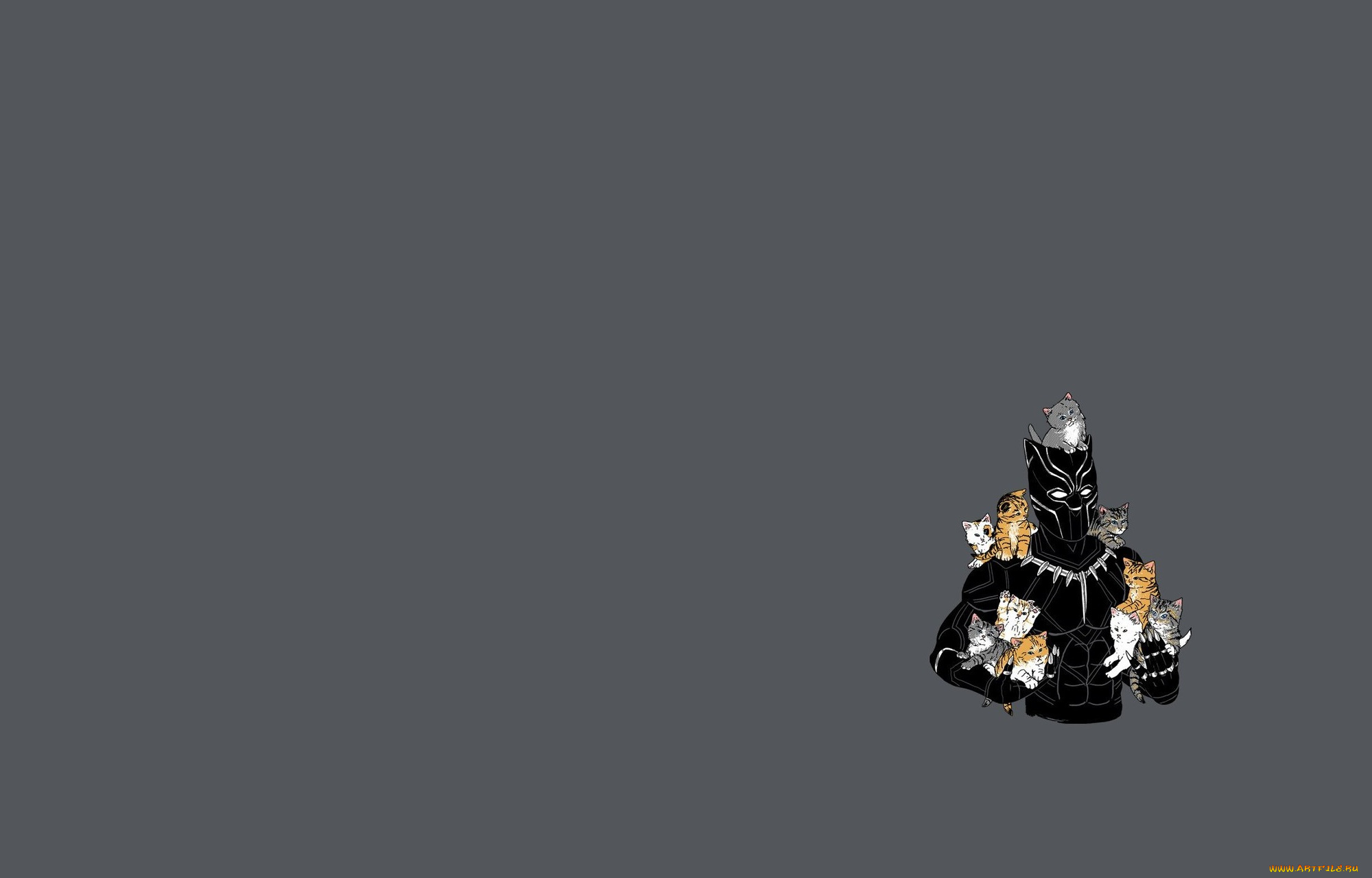 рисованное, минимализм, комикс, черная, пантера, арт, marvel, котята, art, герой, кошки, black, panther, доспех