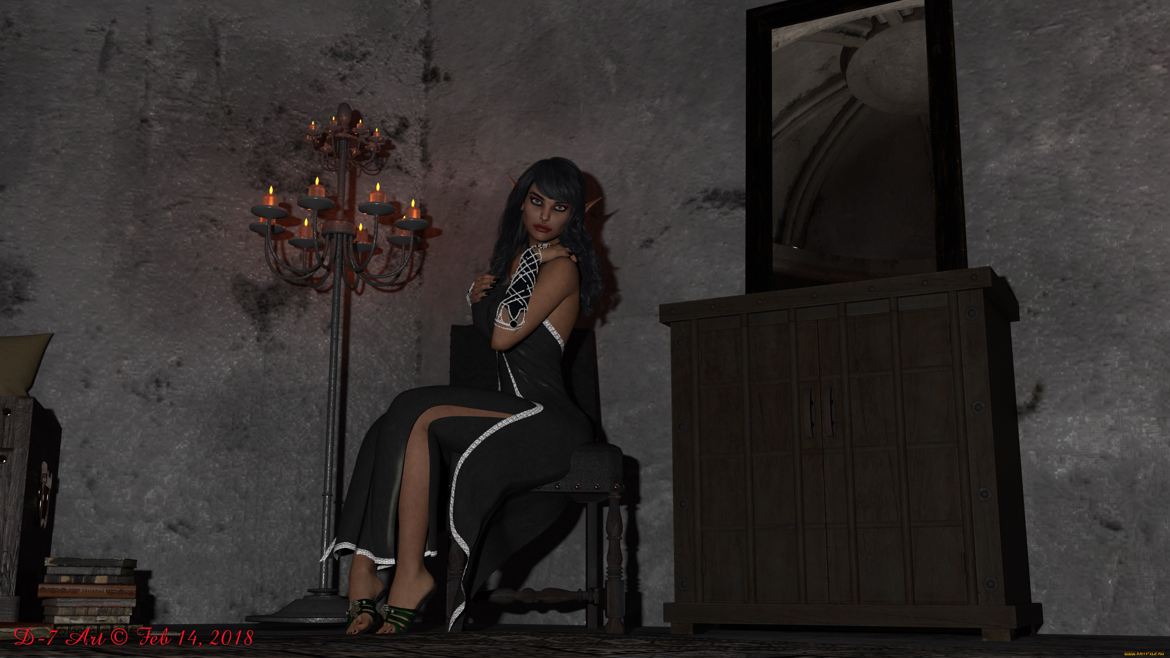 3д, графика, эльфы, , elves, фон, взгляд, эльфийка