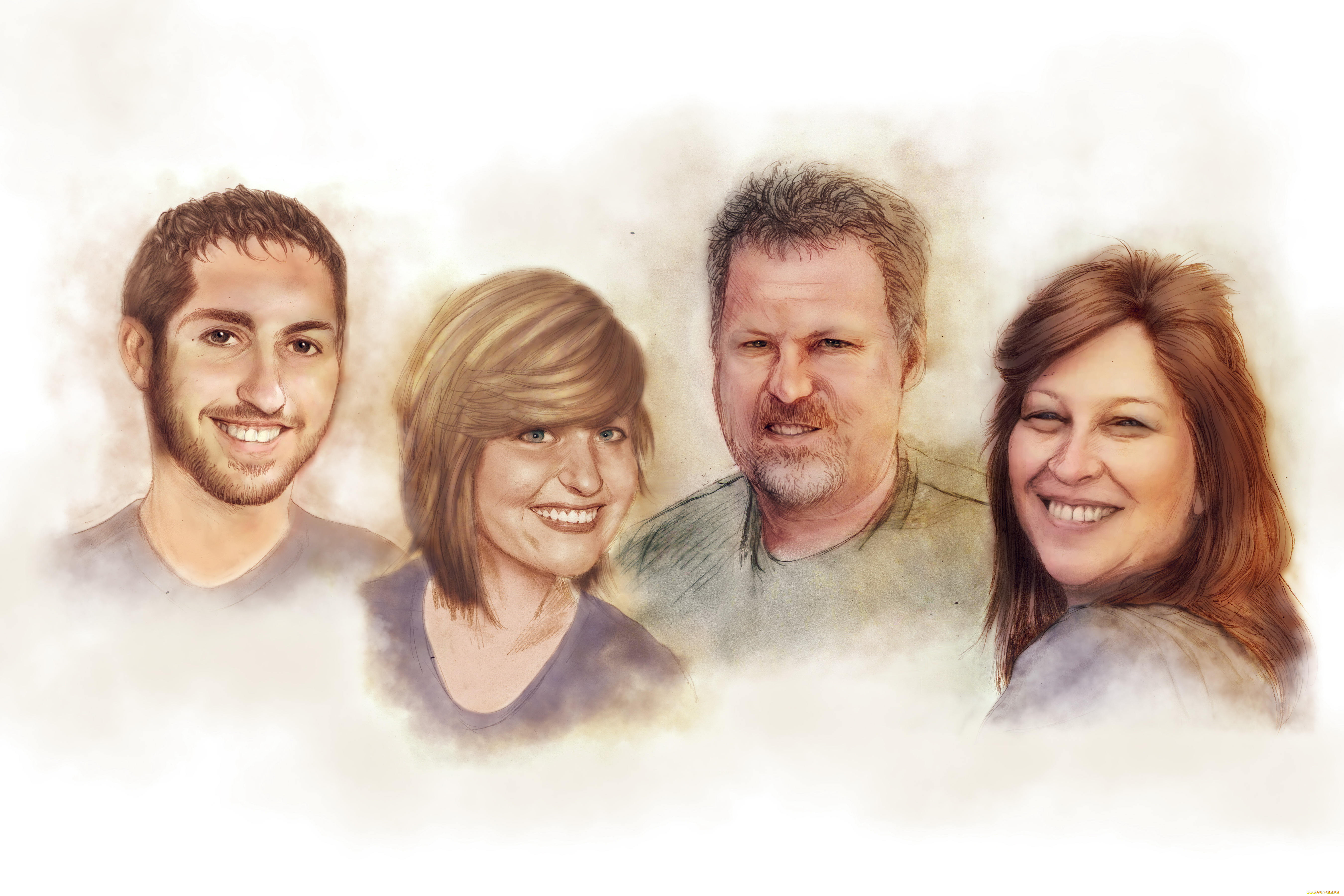 рисованное, люди, взгляд, фон, женщины, мужчины, улыбка