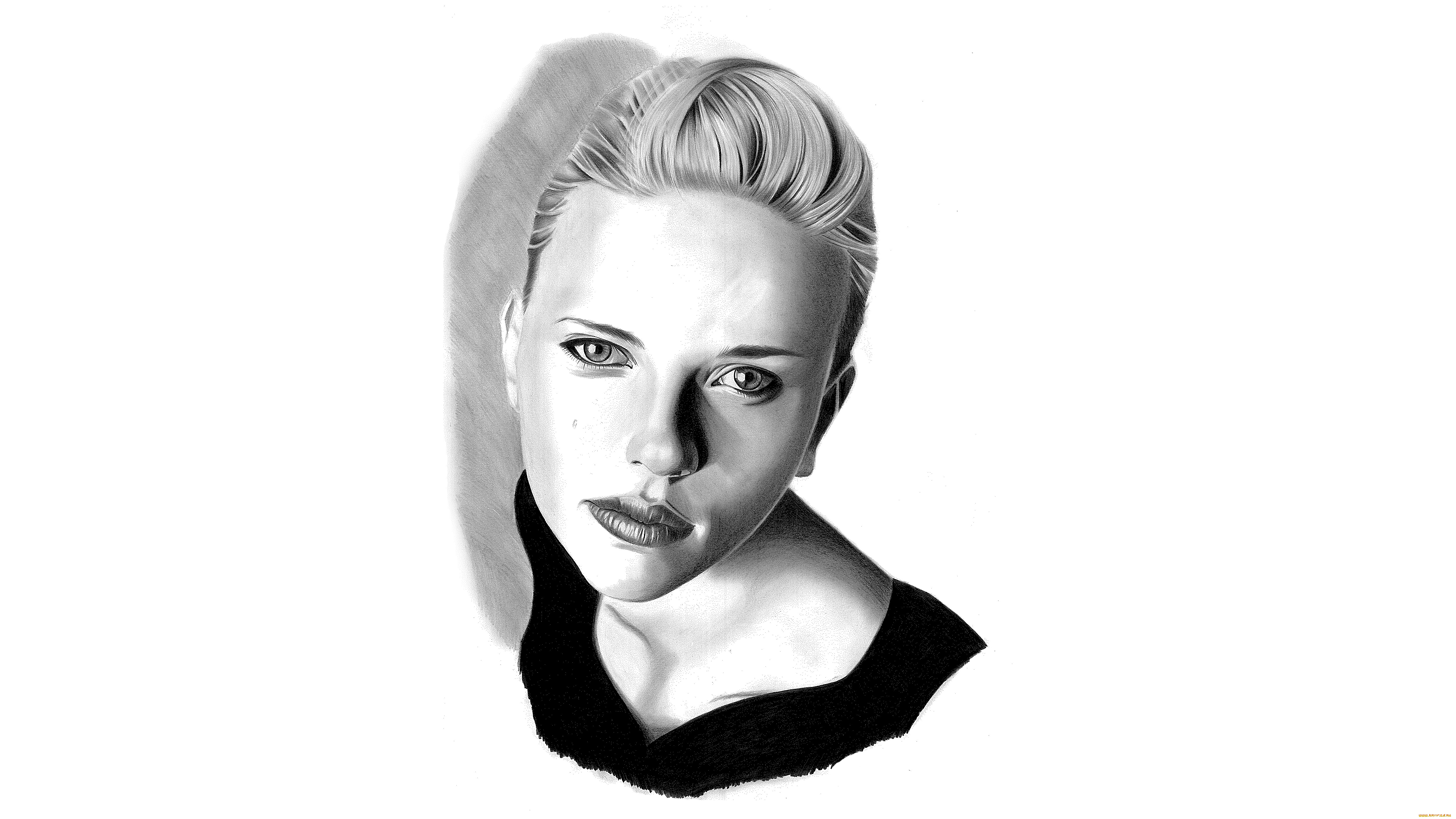 scarlett, johansson, рисованное, люди, портрет, взгляд, фон, девушка