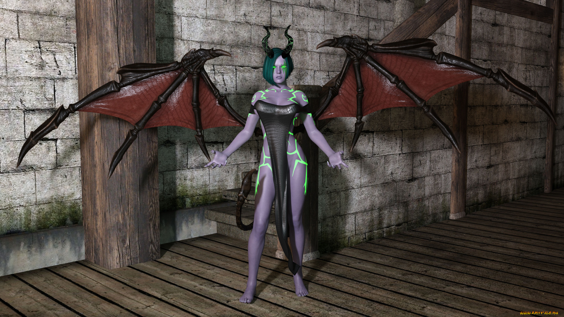 3д, графика, существа, , creatures, девушка, взгляд, фон