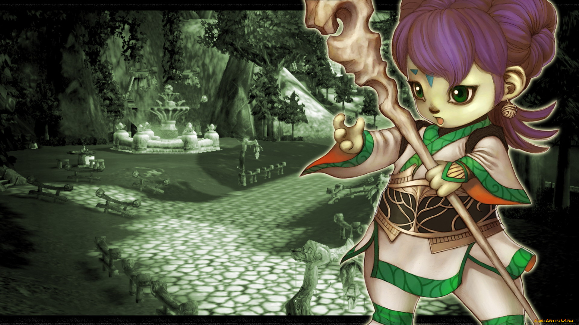 видео, игры, 4, story, посох, площадь, фонтан, девочка