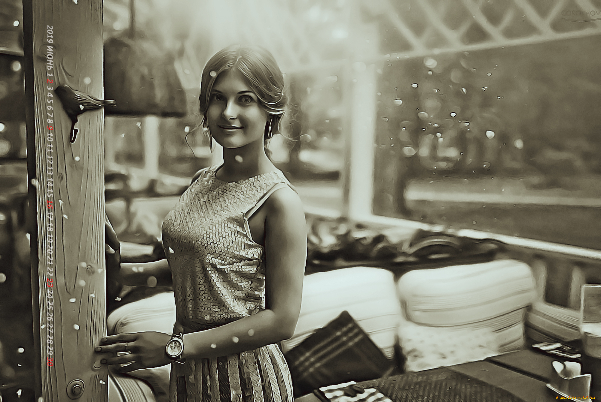 календари, компьютерный, дизайн, боке, помещение, девушка, улыбка