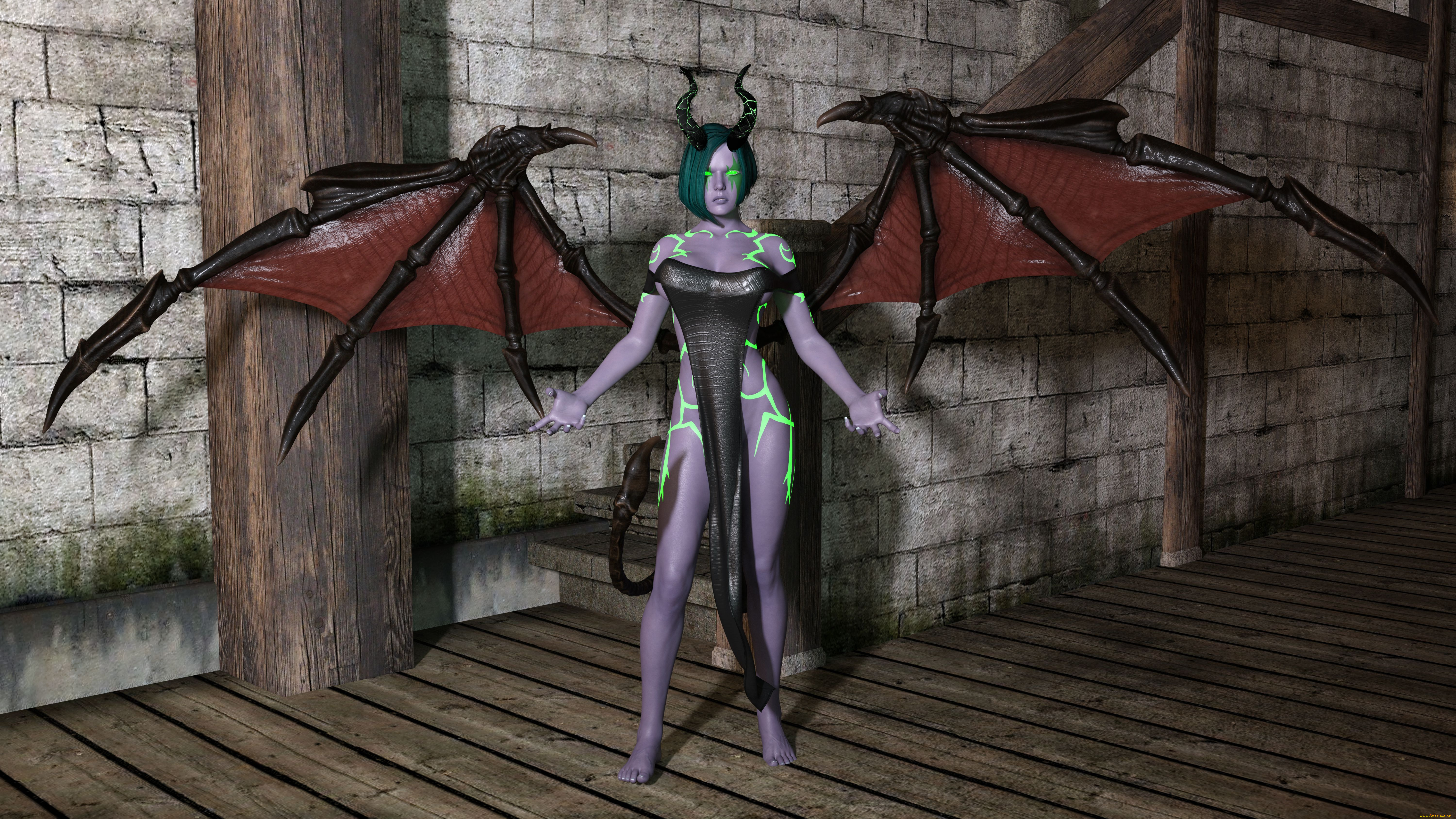 3д, графика, существа, , creatures, девушка, взгляд, фон