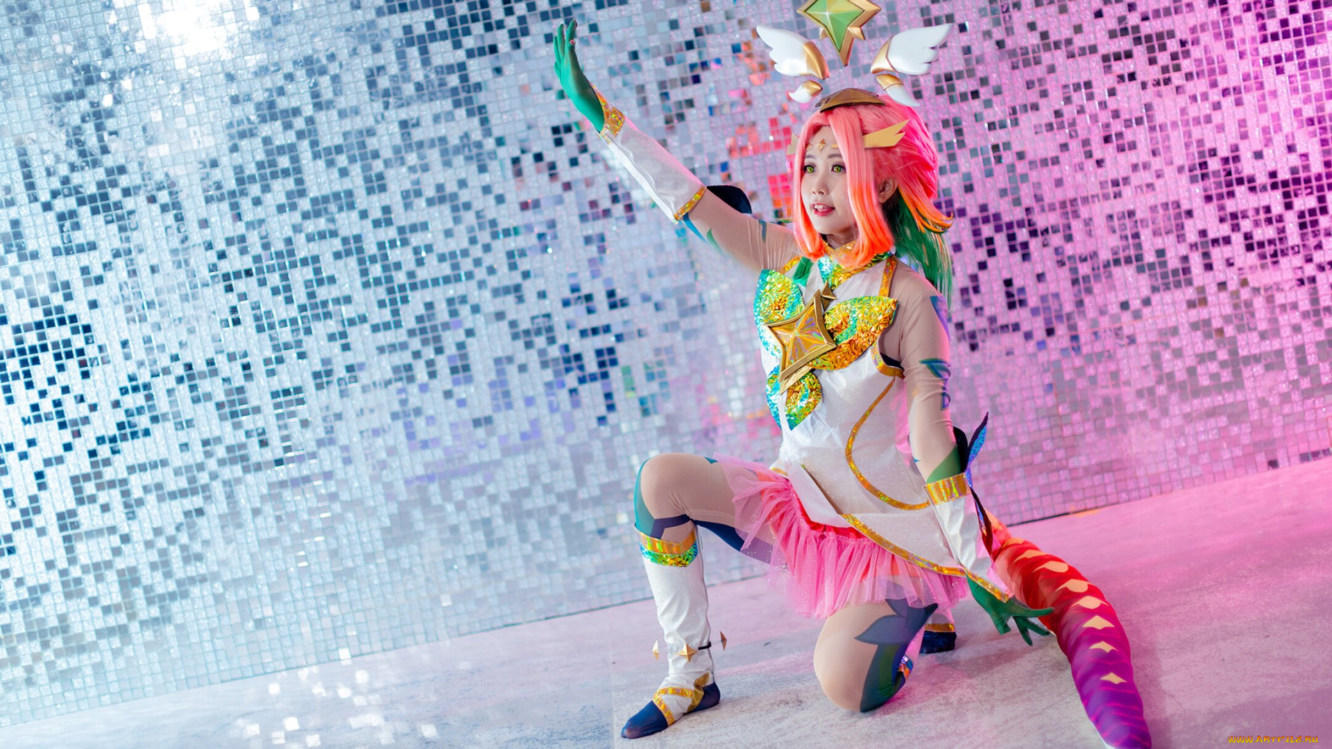 девушки, -, креатив, , косплей, костюм, хвост, плитка, leechu