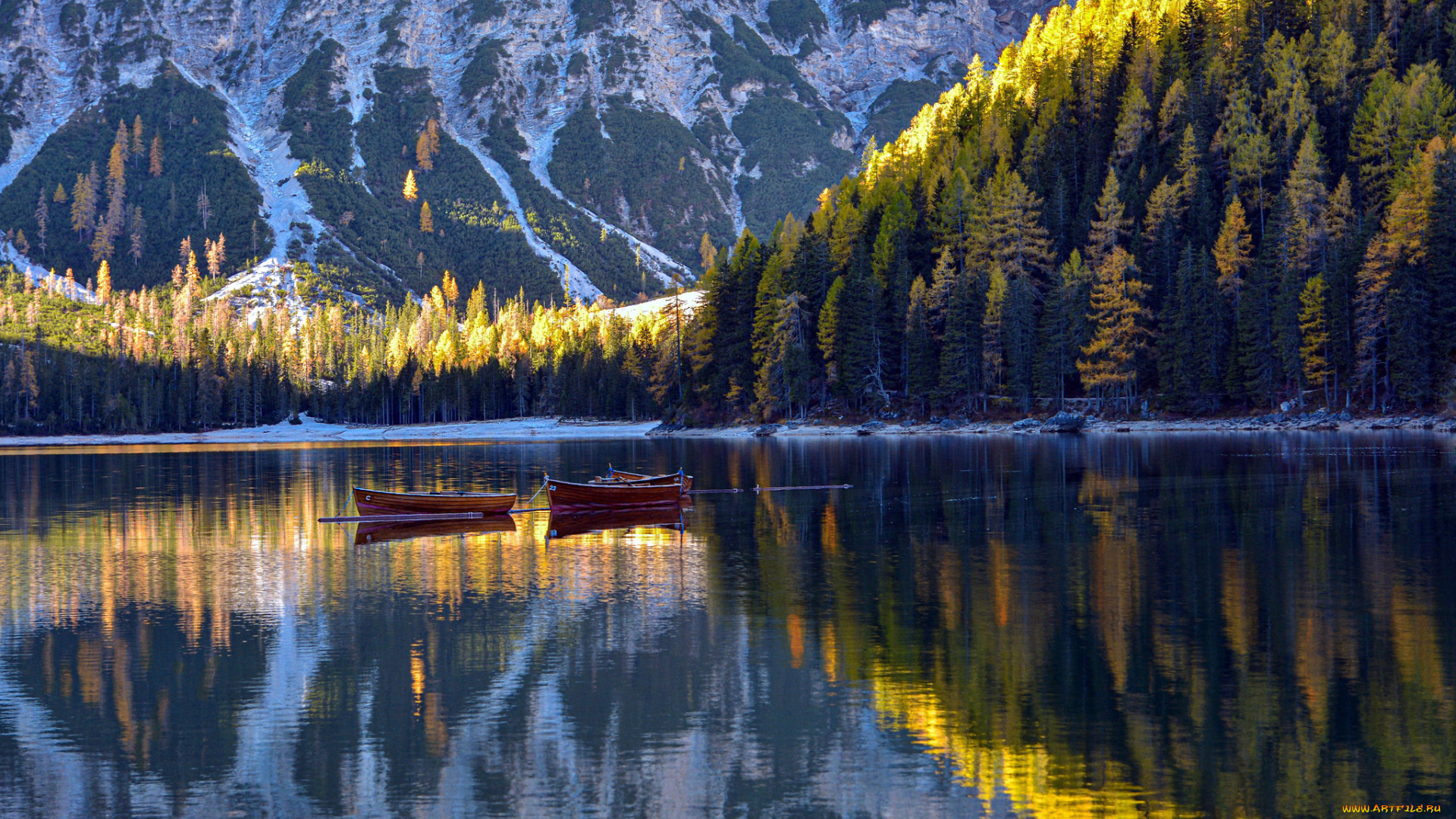 корабли, лодки, , шлюпки, озеро, горы, отражение