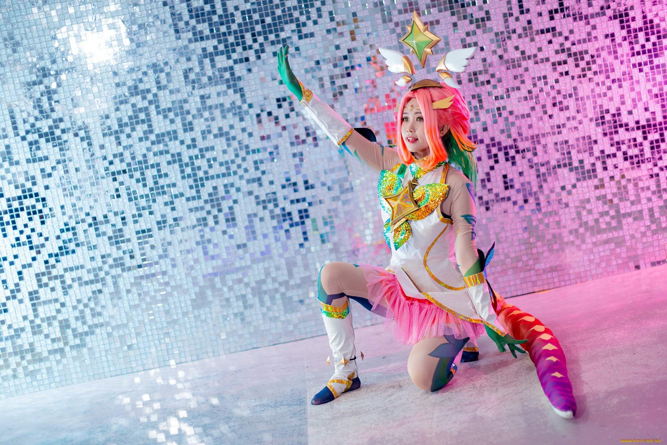 девушки, -, креатив, , косплей, костюм, хвост, плитка, leechu