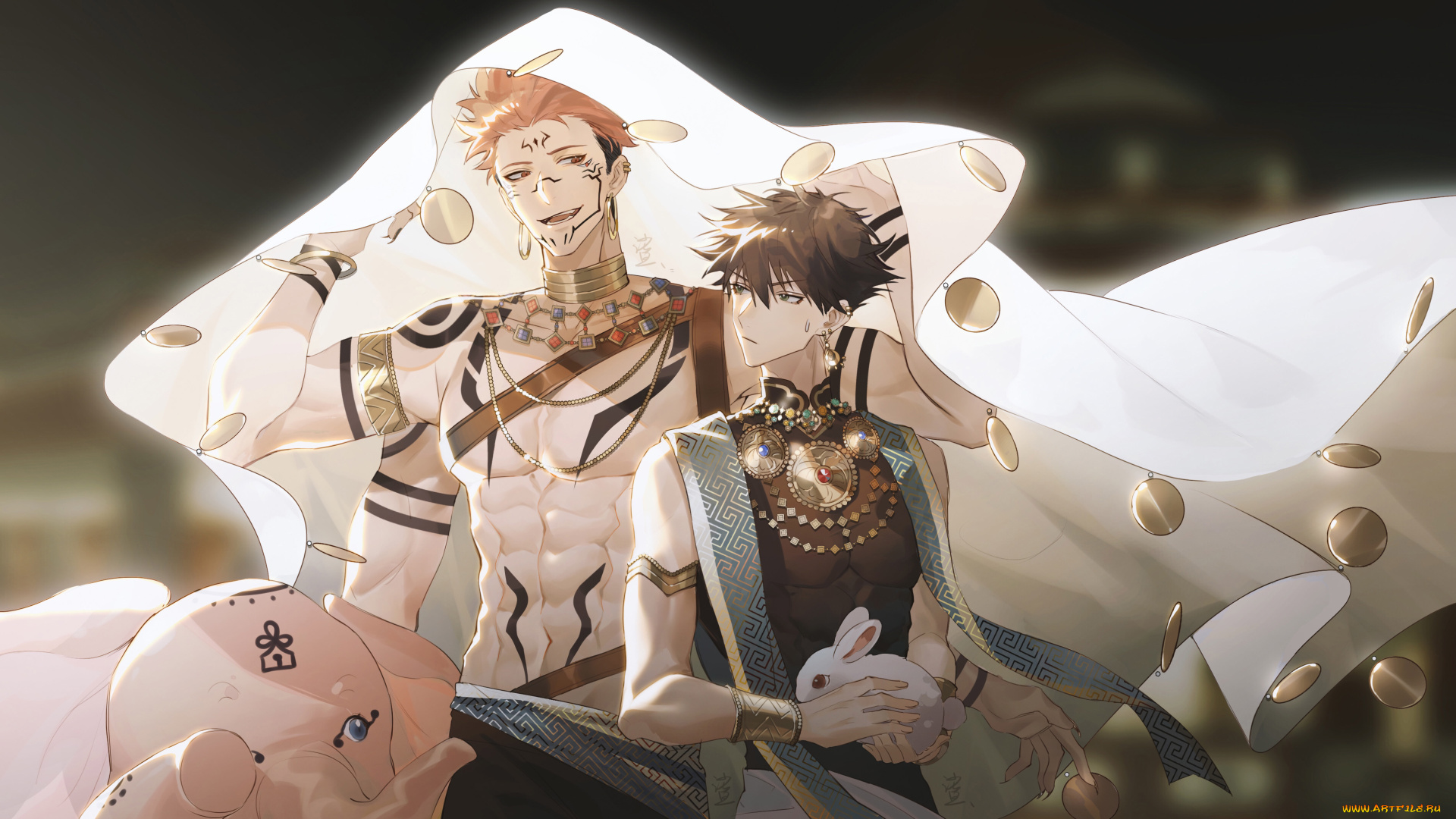 аниме, jujutsu, kaisen, парни