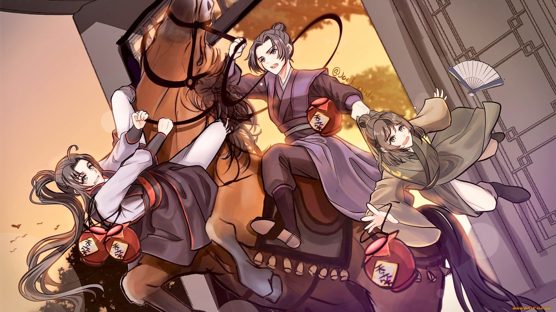 аниме, mo, dao, zu, shi, вэй, усянь, цзян, чэн, не, хуайсан, кувшины, лошадь