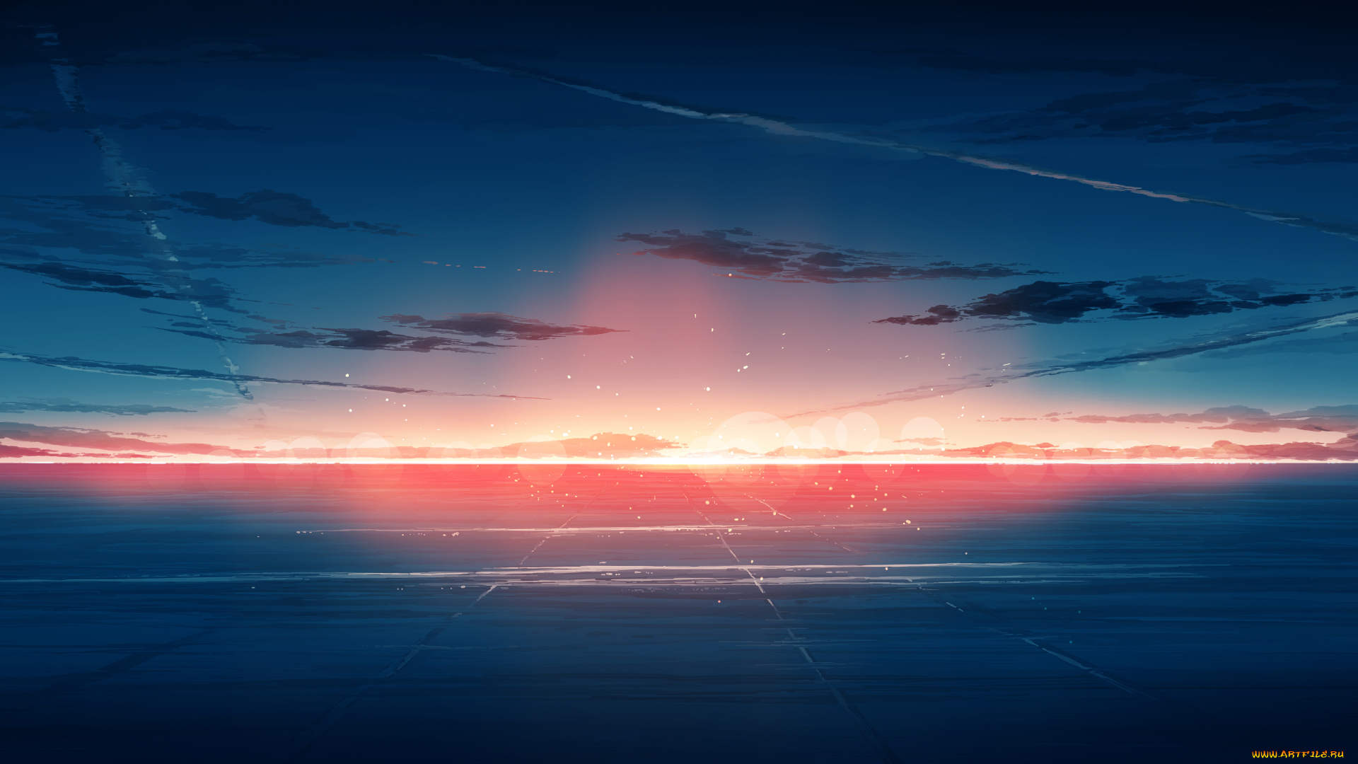 аниме, пейзажи, , природа, рассвет