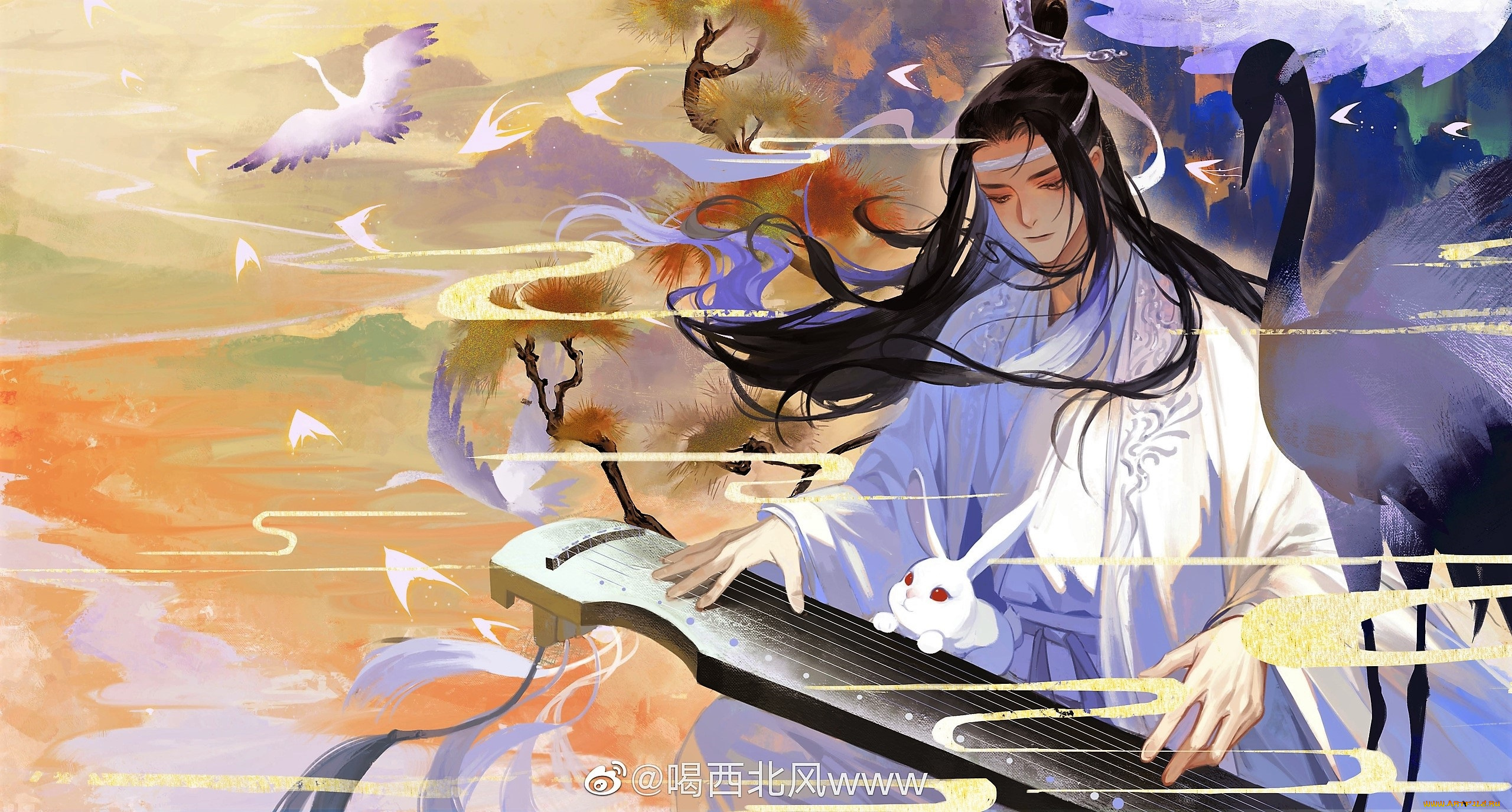 аниме, mo, dao, zu, shi, лань, ванцзы, гуцинь, журавли